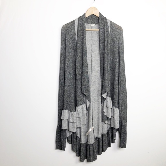 Free people intimately gray two-tone open closure ruffled hem oversized… - Picture 9 of 10